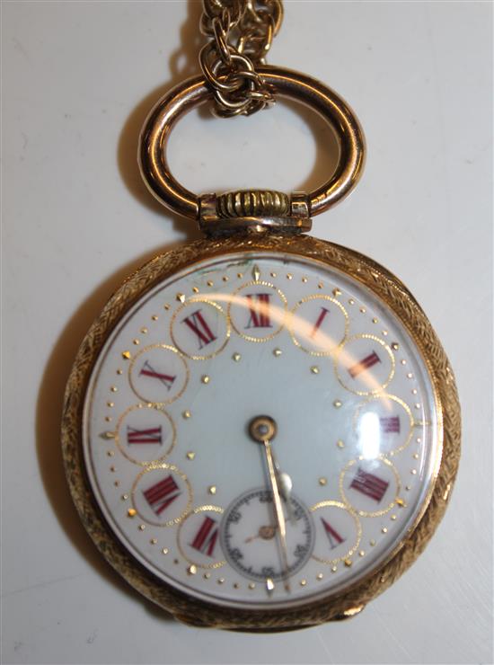 18ct gold fob watch on gold chain